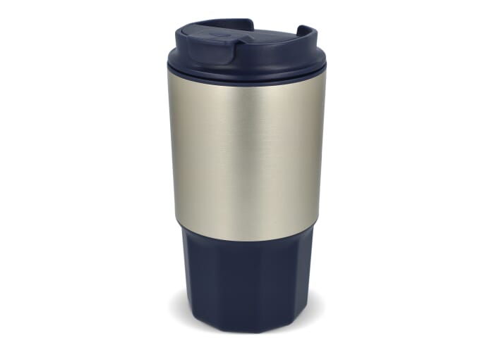 Mug promotionnel 450ml inox et silicone double paroi Silva Bleu Foncé